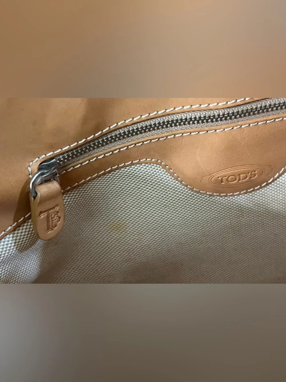 Tod's Camel Natural Leather Double Handle Small Handbag/Tote Bag!